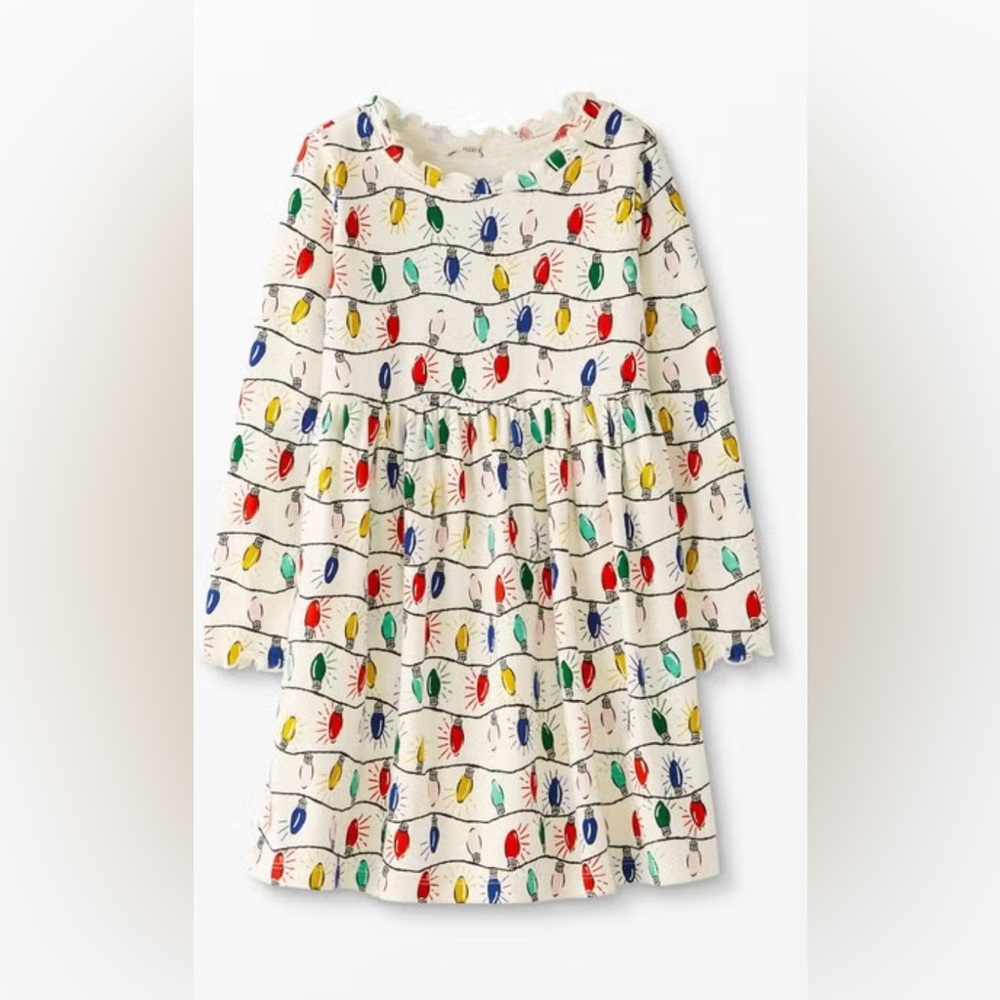 Hanna Andersson Festive Lights Long Sleeve Dress NWOT Size 150 US 12